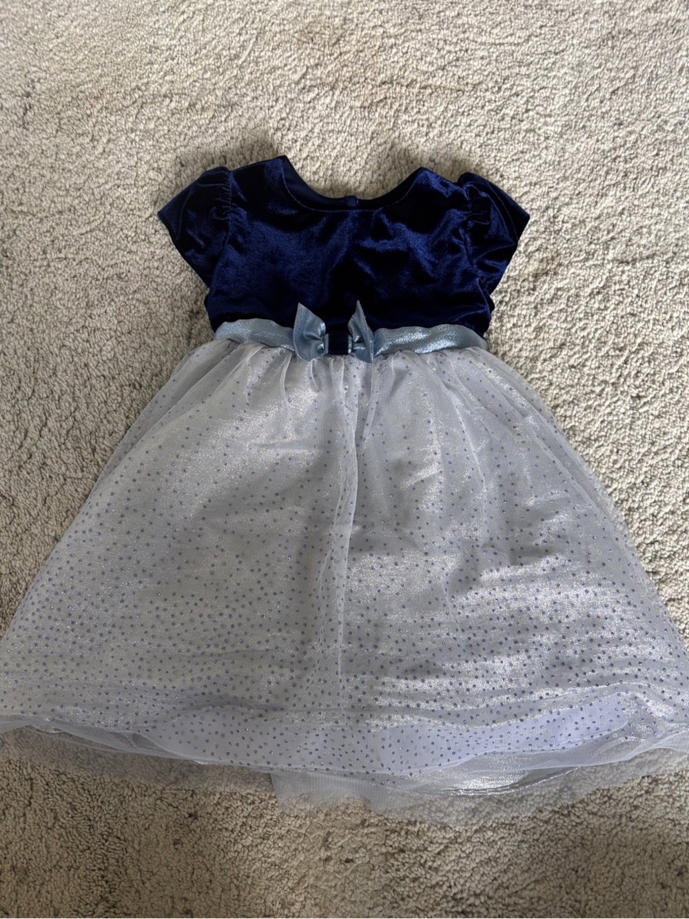 Jona Michelle Navy and Silver Sparkle Party Dress with Bow Size 4Y